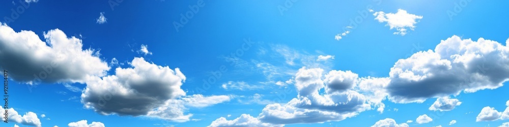 Obraz premium White fluffy clouds on blue sky. Abstract cloudscape background