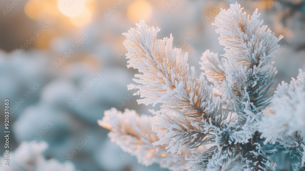 Winter Frost on Pine Branch