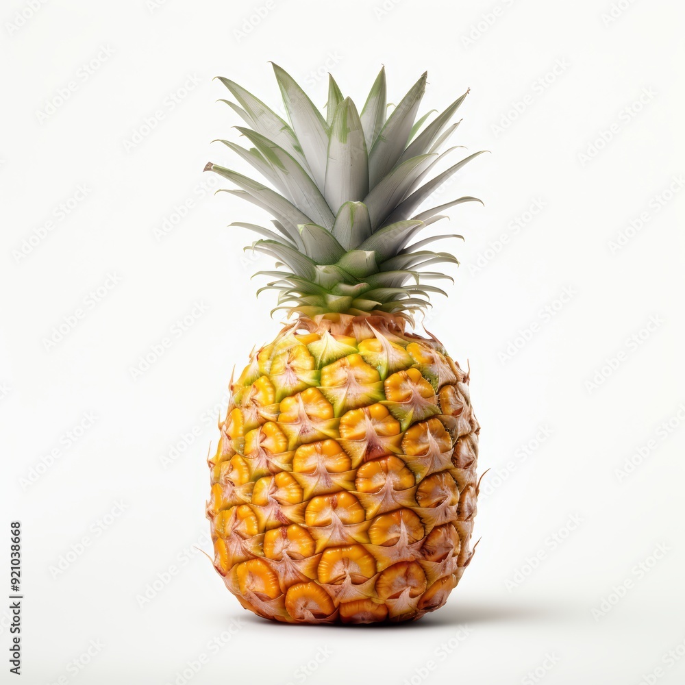 Single whole pineapple isolated on white background. Single whole pineapple isolated on white background.