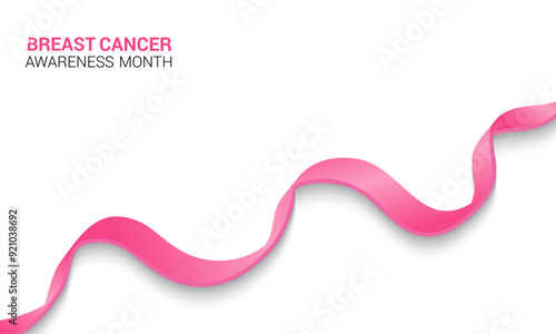 Breast cancer awareness pink ribbon.  Banner template design. During  October, which is Breast Cancer Awareness Month, this ribbon is widely used in campaigns to promote awareness.