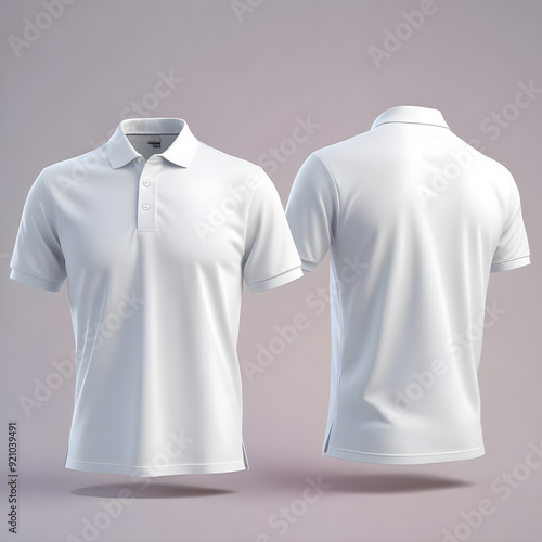 Blank White Polo T Shirt Mockup for young man AI generated