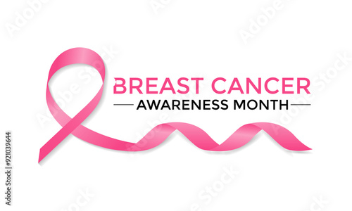 Breast cancer awareness pink ribbon.  Banner template design. During  October, which is Breast Cancer Awareness Month, this ribbon is widely used in campaigns to promote awareness.