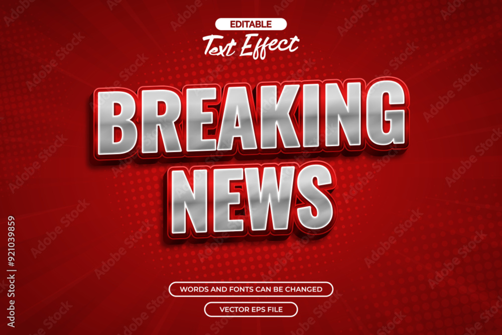 Fototapeta premium Breaking news editable text effect vector