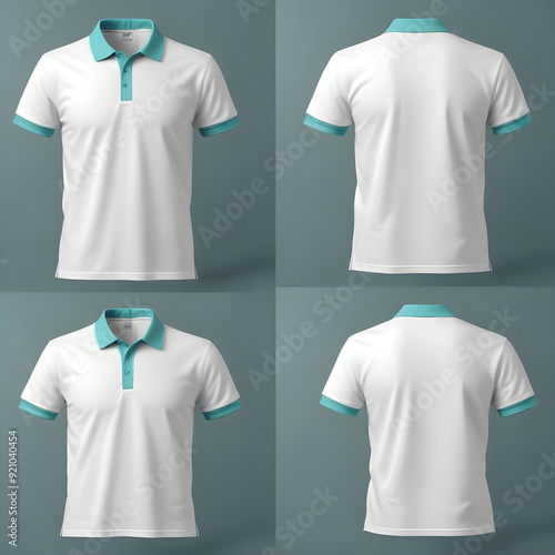 Blank White Polo T Shirt Mockup for young man AI generated