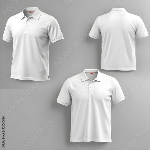 Blank White Polo T Shirt Mockup for young man AI generated