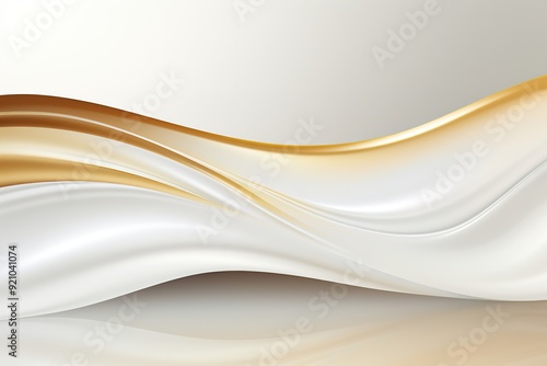 Abstract background with gold and white flowing waves.
