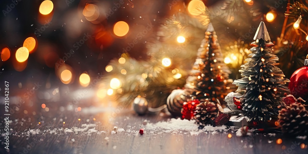A Christmas tree with two small trees and a bunch of ornaments on a table A Christmas tree with two small trees and a bunch of ornaments on a table