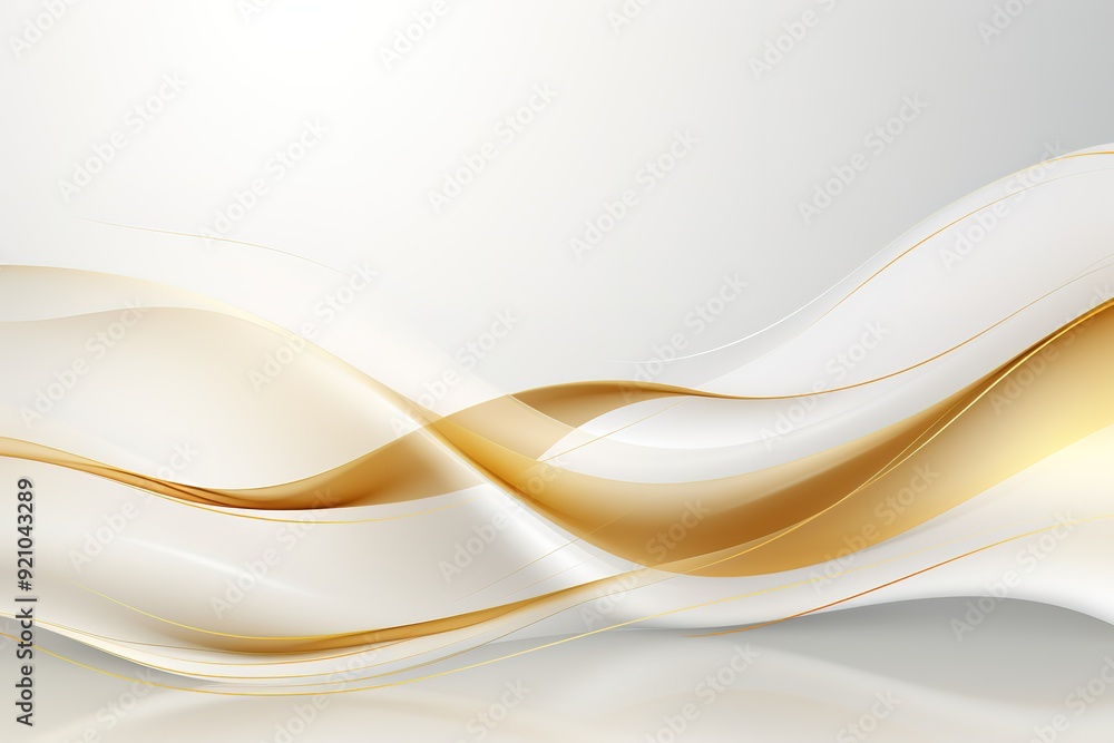 Naklejka premium Abstract background with golden and white waves.