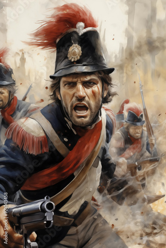 Wallpaper Mural Soldiers from 19th century wars in attack. Military historical illustration Torontodigital.ca