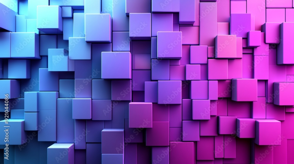 A 3D rendering of violet and orange, transparent blocks creating a contemporary tech background. A 3D rendering of violet and orange, transparent blocks creating a contemporary tech background.