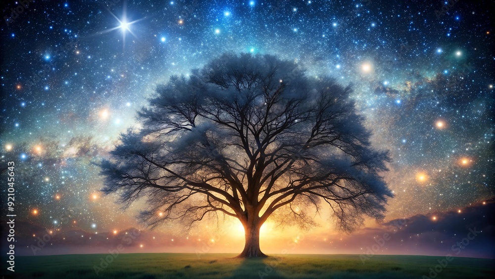 A celestial tree bathed in the soft luminescence of countless stars, its branches reaching upwards to embrace the cosmic ex Generative AI A celestial tree bathed in the soft luminescence of countless stars, its branches reaching upwards to embrace the cosmic ex Generative AI