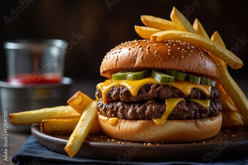 Mouth-watering American cheese Burger 