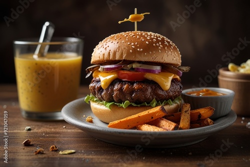 Mouth-watering American cheese Burger 