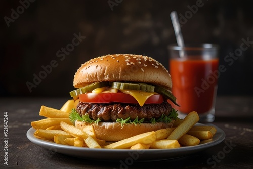 Mouth-watering American cheese Burger 