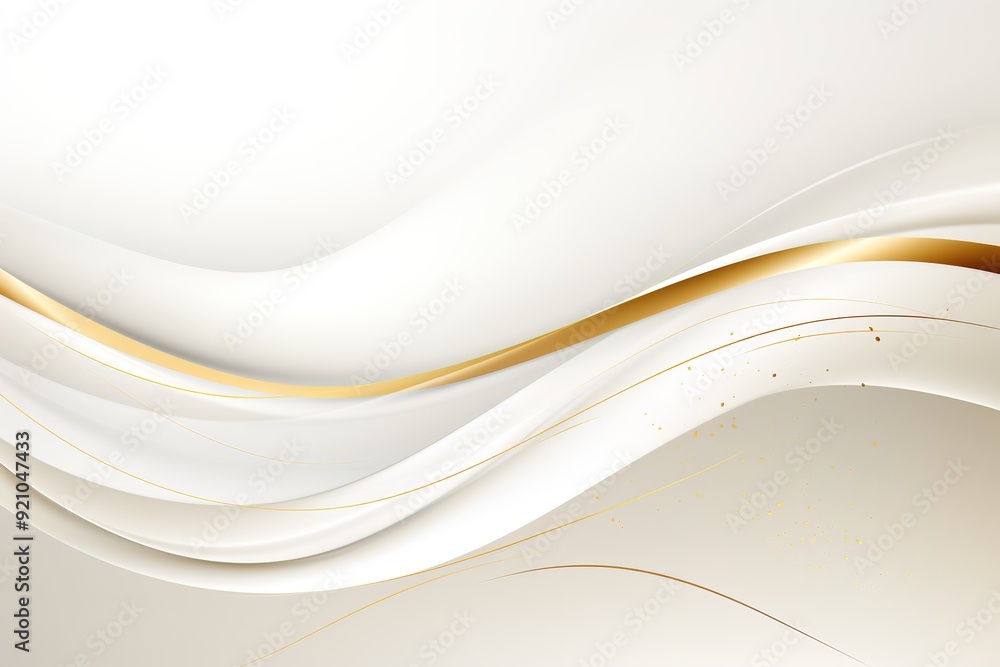 Fototapeta premium Abstract background with white and gold curves.