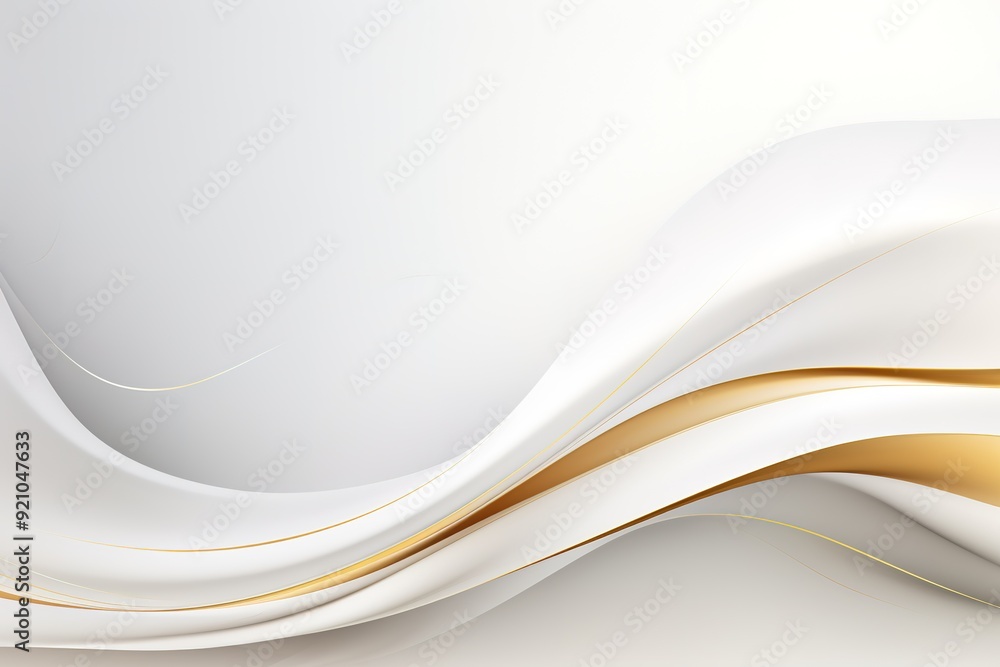 Fototapeta premium Abstract background with white and gold curves.