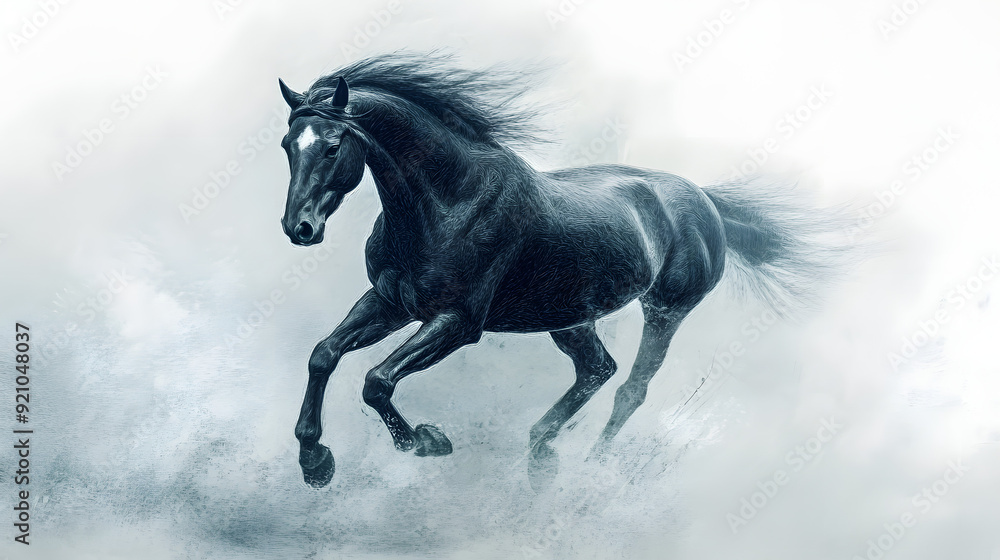 Fototapeta premium Brown horse illustration, animal design background