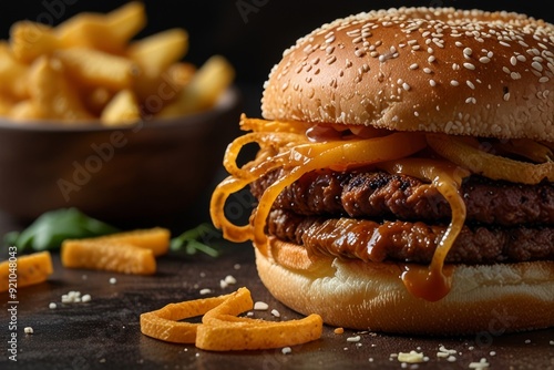 Mouth-watering American cheese Burger 