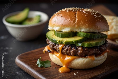 Mouth-watering American cheese Burger 