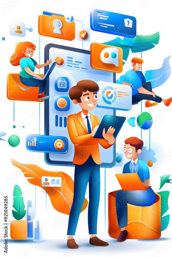 Business People Using Mobile Apps and Devices. Business People Using Mobile Apps and Devices.