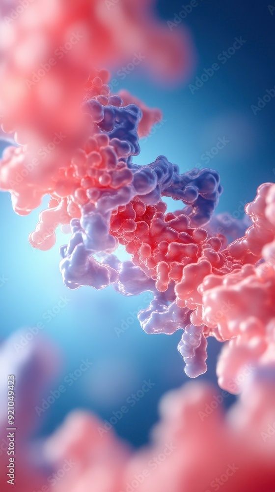 Abstract visualization of molecular structures in vibrant pink and blue, representing scientific research and biotechnology themes. Abstract visualization of molecular structures in vibrant pink and blue, representing scientific research and biotechnology themes.