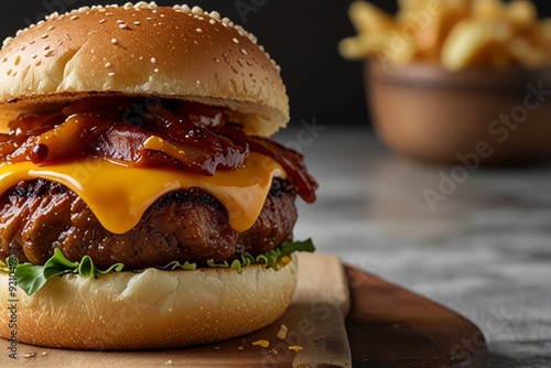Mouth-watering American cheese Burger 