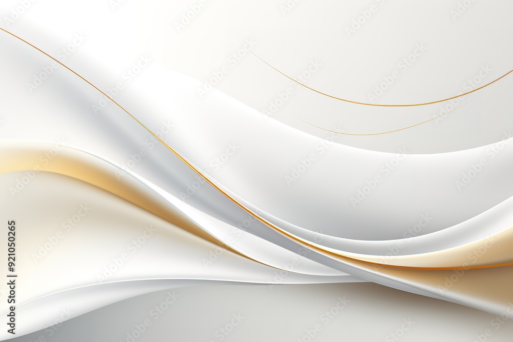 Fototapeta premium Abstract background with white and gold waves.