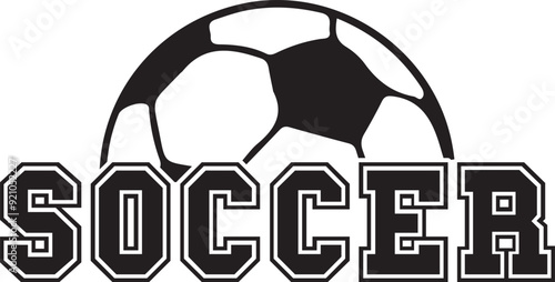 Soccer typography clip art design on plain white transparent isolated background for card, shirt, hoodie, sweatshirt, apparel, card, tag, mug, icon, poster or badge