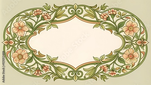 Whimsical Floral Flourish: Art Nouveau Label for a Botanical Tea AI Generated