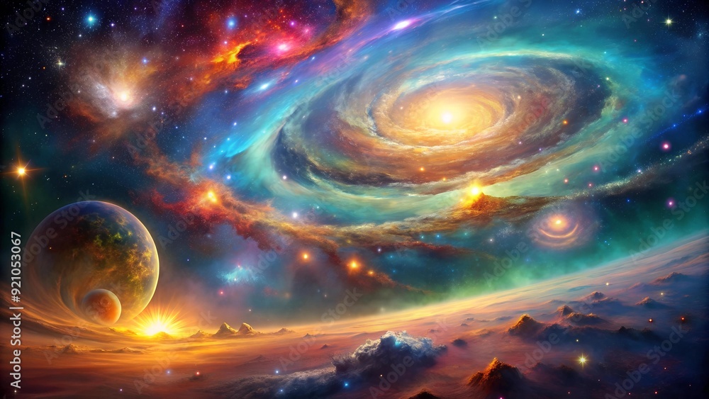 A mesmerizing dance of vibrant nebulas and swirling star clusters, painted in hues of deep purple, em generative AI A mesmerizing dance of vibrant nebulas and swirling star clusters, painted in hues of deep purple, em generative AI