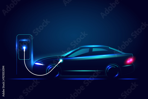 EV electric car charging station vector concept. Vector illustration.