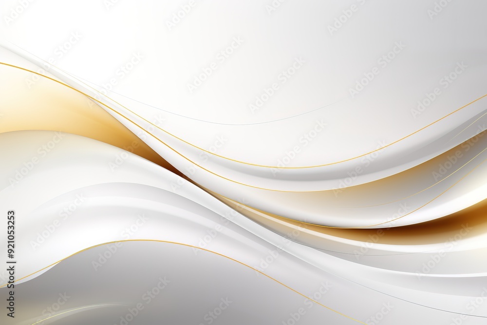 Abstract background with white and gold wavy lines. Abstract background with white and gold wavy lines.