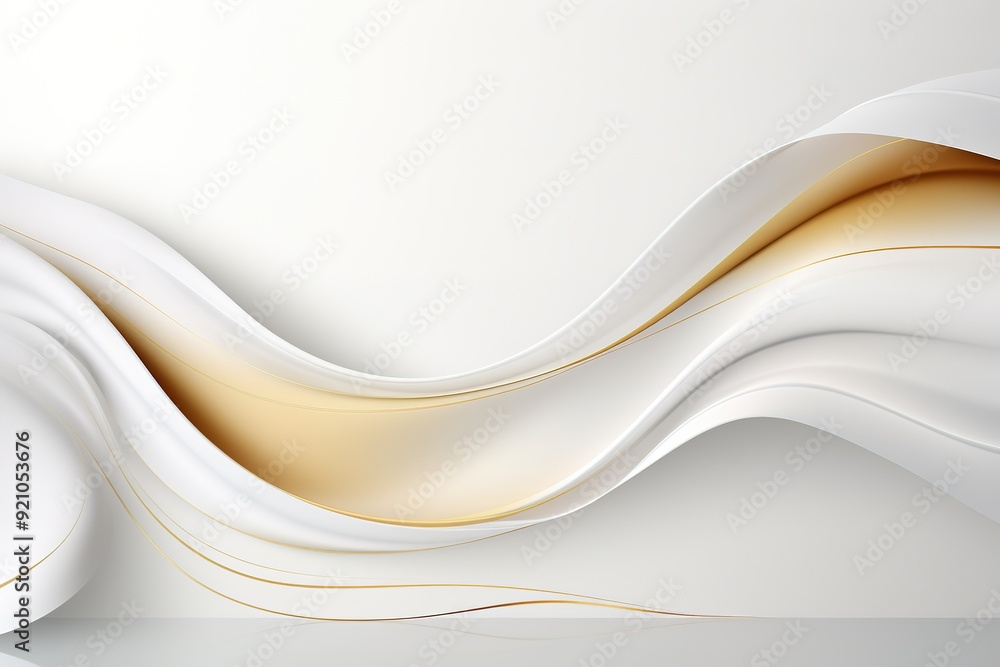Abstract background with white and gold wavy lines. Abstract background with white and gold wavy lines.