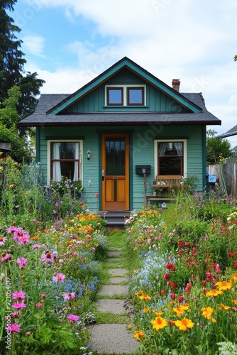 Charming Cottage with a Colorful Garden Path