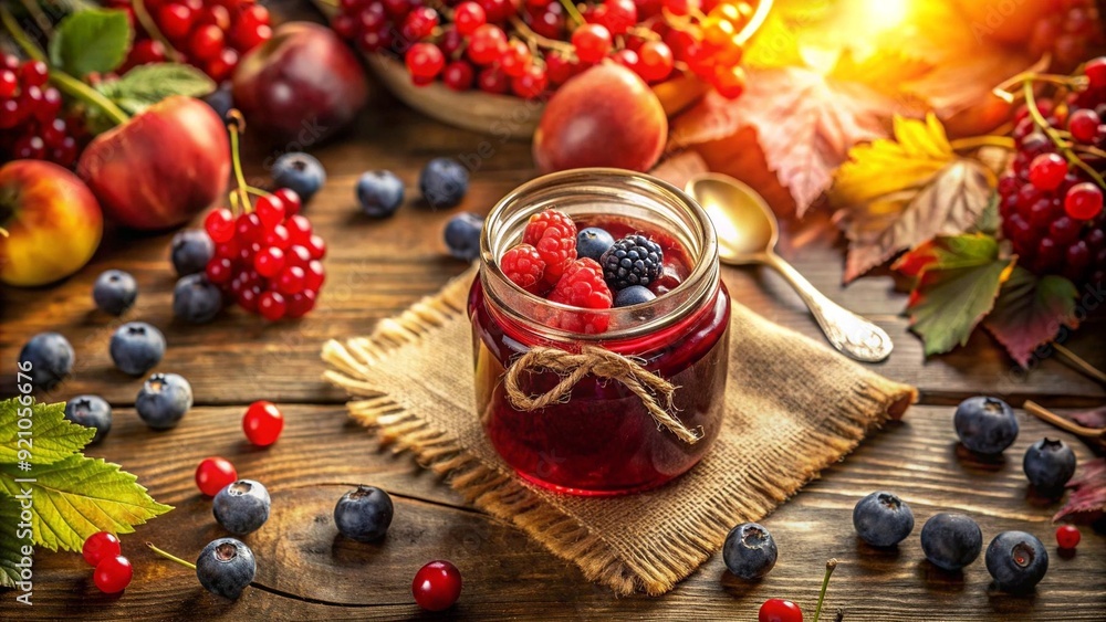 A Warm and Inviting Autumnal Flat Lay Featuring Homemade Berry Jam Generative AI A Warm and Inviting Autumnal Flat Lay Featuring Homemade Berry Jam Generative AI