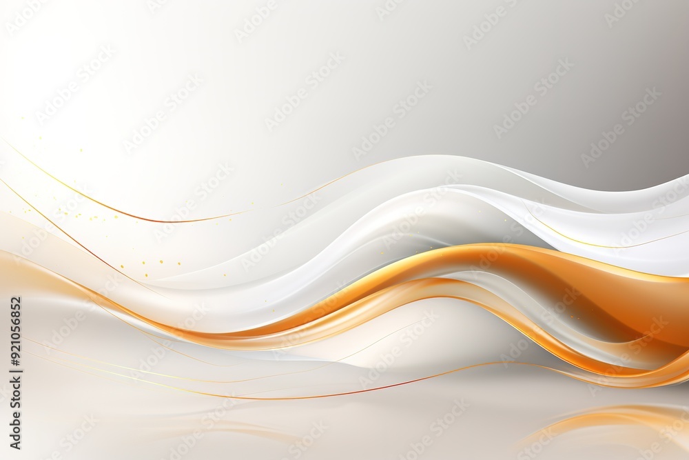 Abstract background with white and orange flowing lines.