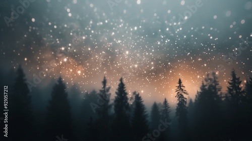 Starlit Landscape With Cabin Amidst Mountains at Dusk