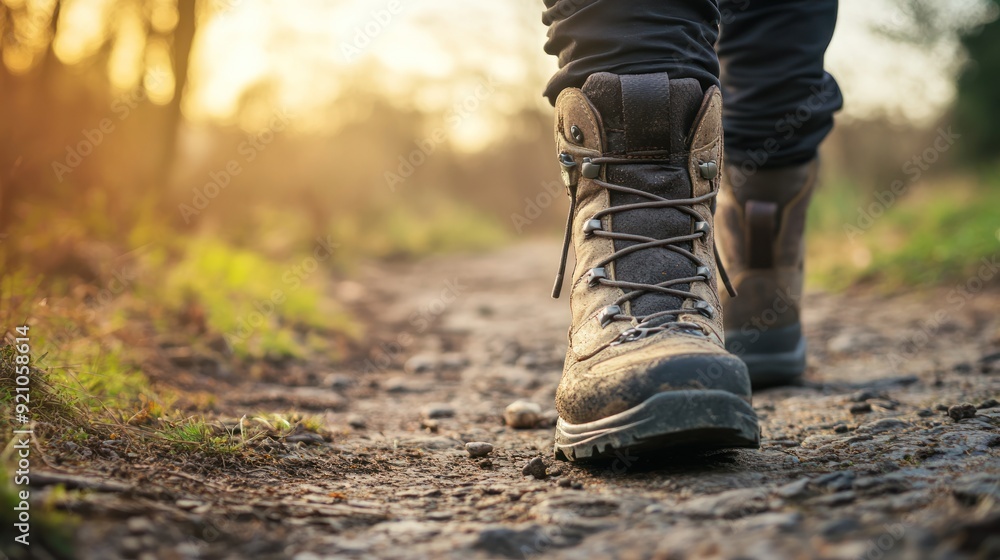Hiking Boots on a Trail