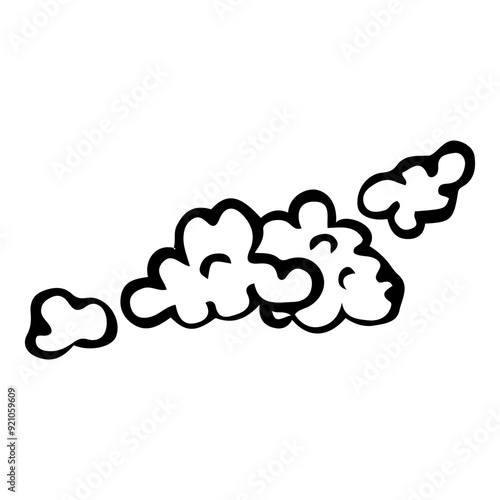 Clouds of dust hand drawn doodle. Sweeping floors. House cleaning. Laundry room. Vector outline line art illustration.