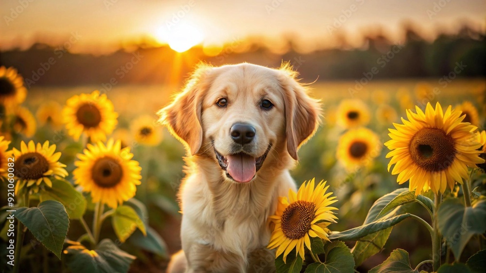 A Playful Pup in a Patch of Sunflowers AI generated A Playful Pup in a Patch of Sunflowers AI generated