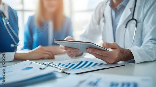 Close-Up of Mortgage Broker Engaged in Financial Data Analysis on Tablet, Displaying Dedication and Expertise.