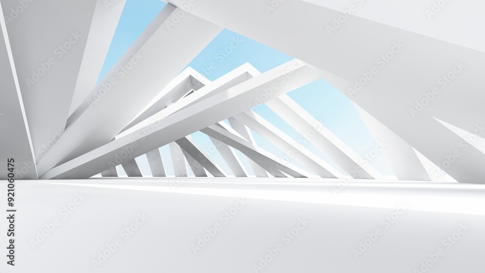Fototapeta premium Architecture background geometric arched interior 3d render