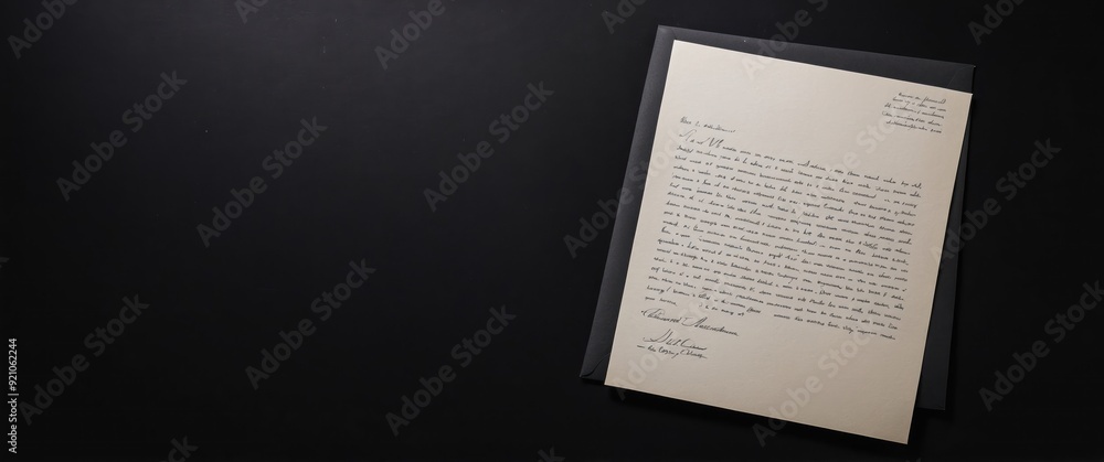Fototapeta premium A vintage letter on dark background, evoking nostalgia and personal communication for invitations, formal messages, or heartfelt notes.