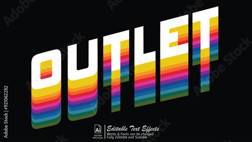 Outlet retro style editable text effects
