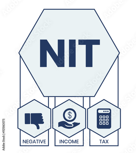 Vector website design template . NIT - Negative Income Tax acronym. business concept. illustration for website banner, marketing materials, business presentation, online advertising.