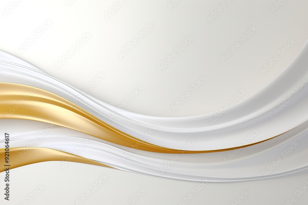 Fototapeta premium Abstract gold and white flowing wave background.