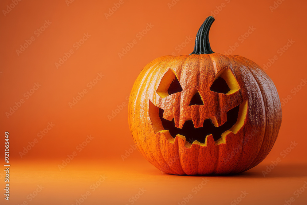 A classic carved pumpkin with a spooky face, set against a soft pastel orange background, A classic carved pumpkin with a spooky face, set against a soft pastel orange background,