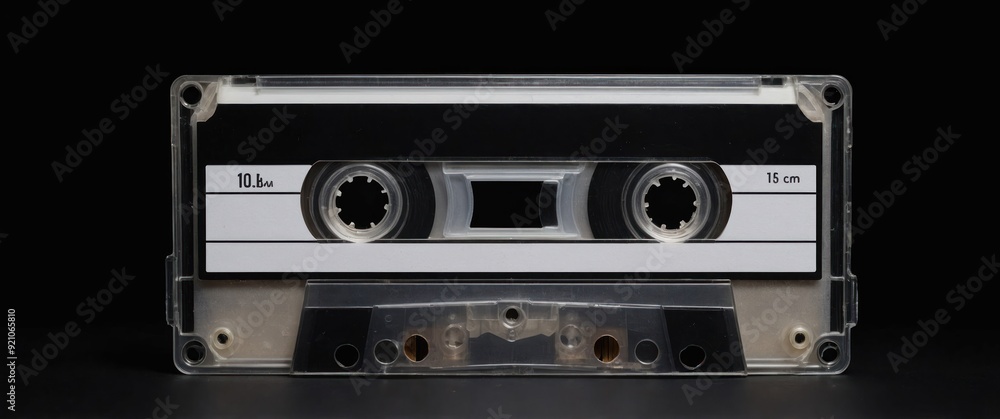 Obraz premium A close-up of a classic cassette tape, embodying nostalgia and vintage audio culture, perfect for retro-themed projects.