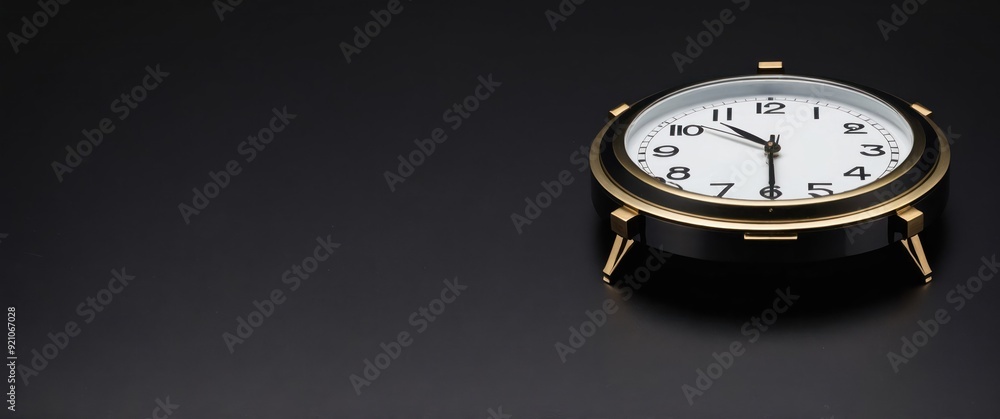 A sleek black and gold clock highlighting time, ideal for modern decor, gifts, and office use. A sleek black and gold clock highlighting time, ideal for modern decor, gifts, and office use.