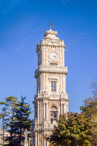 dolmabahce palace clock tower in istanbul